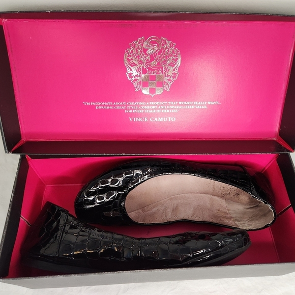 Croc Patent Leather Ballet Flats - Picture 1 of 14